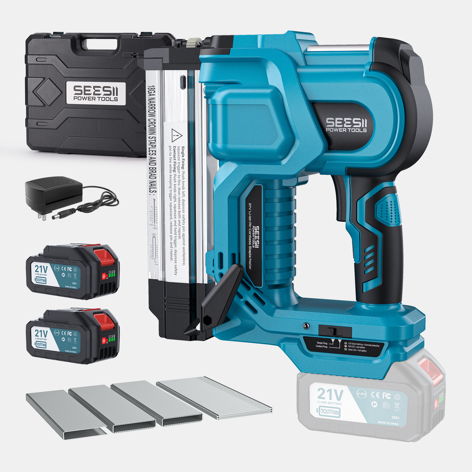 Staple Gun Electric - SEESII Electric Impact Nail Gun 1000pcs