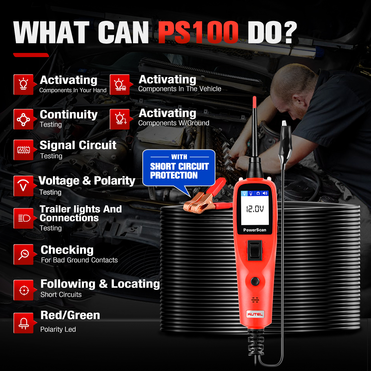 Autel PowerScan PS100 Car Elec - Power Tools In Automotive recension och pris