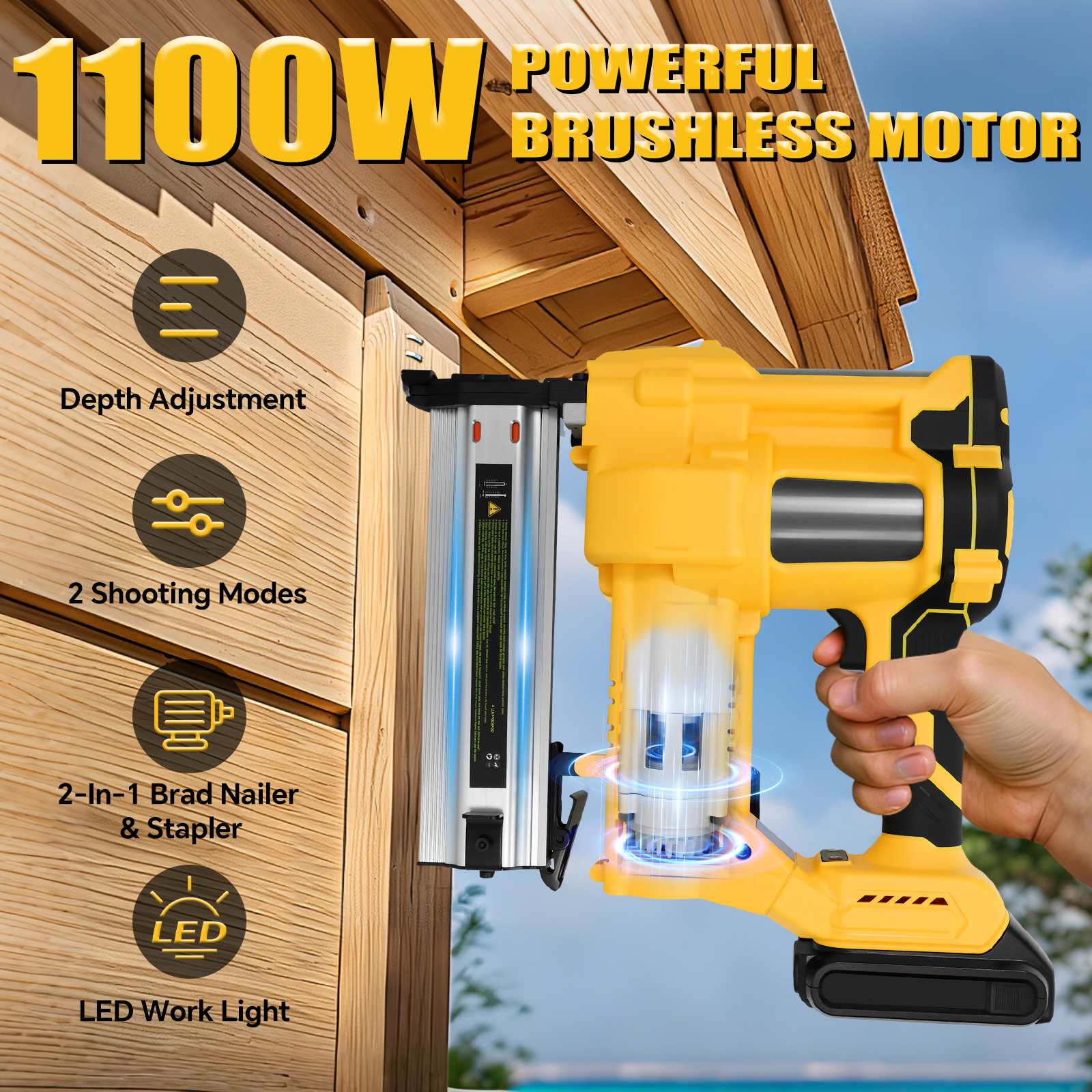 Brushless Brad Nailer 0-50mm 2 - Staple Gun Electric recension och pris